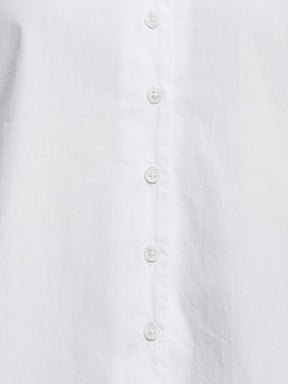 Latin Quarters Women's White Solid Spread Collar 3/4Th Sleeve Casual Shirt