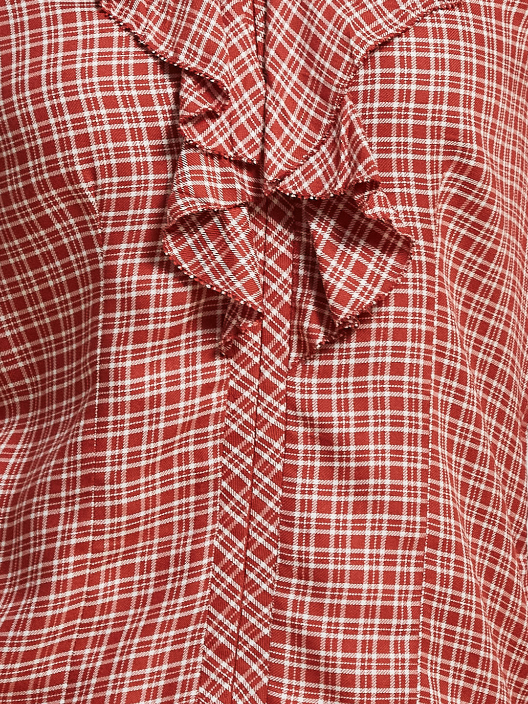 Latin Quarters Women's Red Checkered V-Neck 3/4Th Sleeve Casual Top