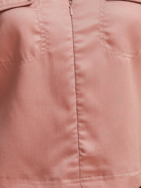 Latin Quarters Women's Pink Solid Collared Cap Sleeve Casual Shirt