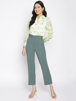 Latin Quarters Women'S Green Tie-Dye Collared Full Sleeve Casual Top