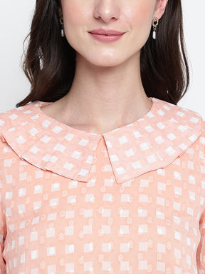 Latin Quarters Women'S Orange Printed Round Neck Half Sleeve Casual Top