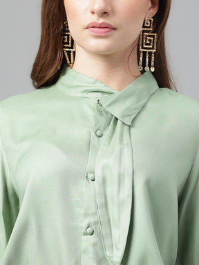 Latin Quarters Women Green Solid 3/4Th Sleeve Casual Top
