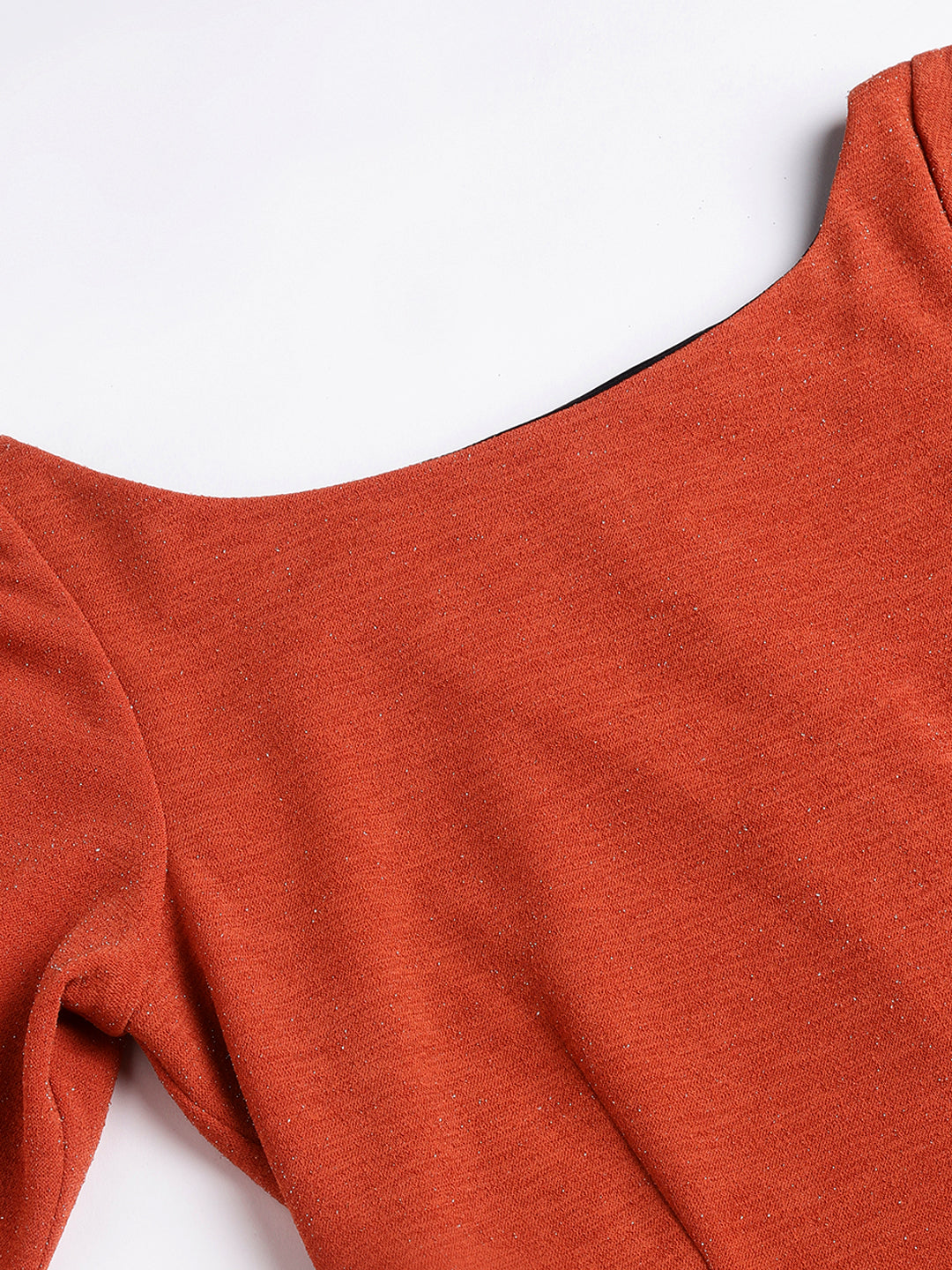 Orange Solid Half Sleeve Casual Dress