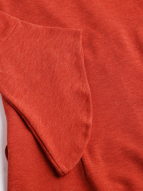 Orange Solid Half Sleeve Casual Dress