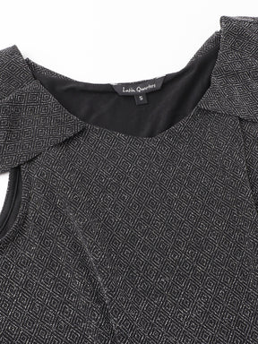 Latin Quarters Women's Silver Cap Sleeves Round Neck Party Embellished Dress