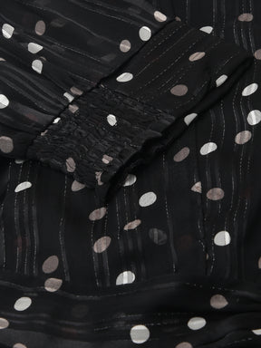 Black HalfSleeve Printed Dress