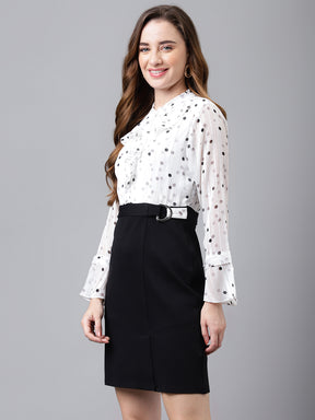 White Full Sleeve Printed Normal 2 Fir 1 Dress