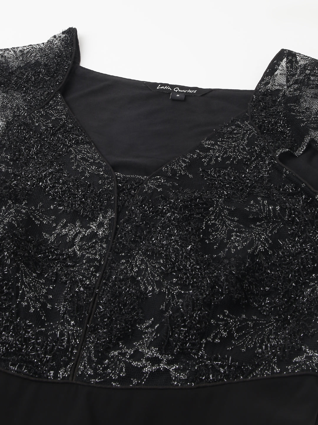 Black CapSleeve Solid Sequin Dress