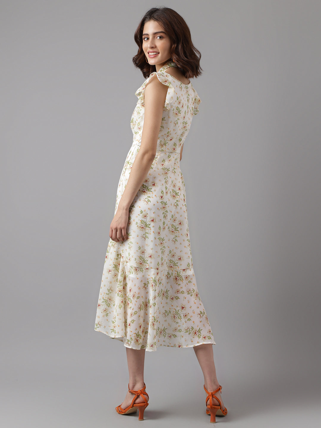 Latin Quarters Women's White Cap Sleeve Printed A-Line Casual Dress