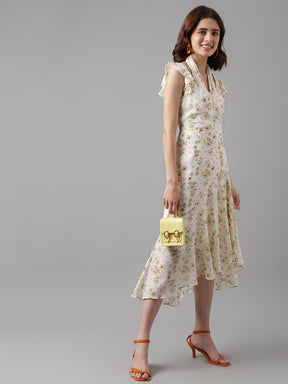 Latin Quarters Women's White Cap Sleeve Printed A-Line Casual Dress