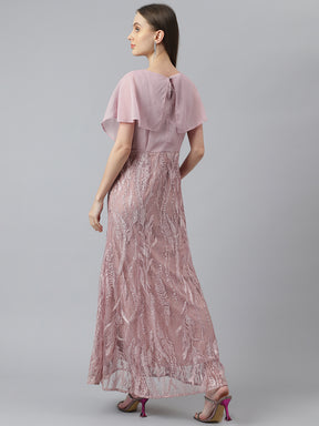 Pink Cap Sleeve Maxi Dress