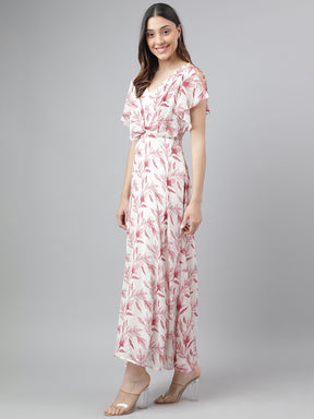 Latin Quarters Women White Printed Short Sleeve Casual Dress