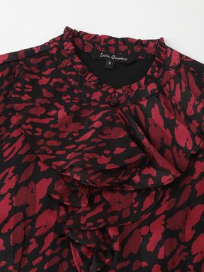 Latin Quarters Women's Maroon Full Sleeves Round Neck Casual Printed Dress