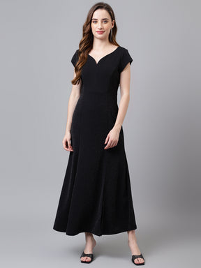 Front Slit Black Party Maxi Dress