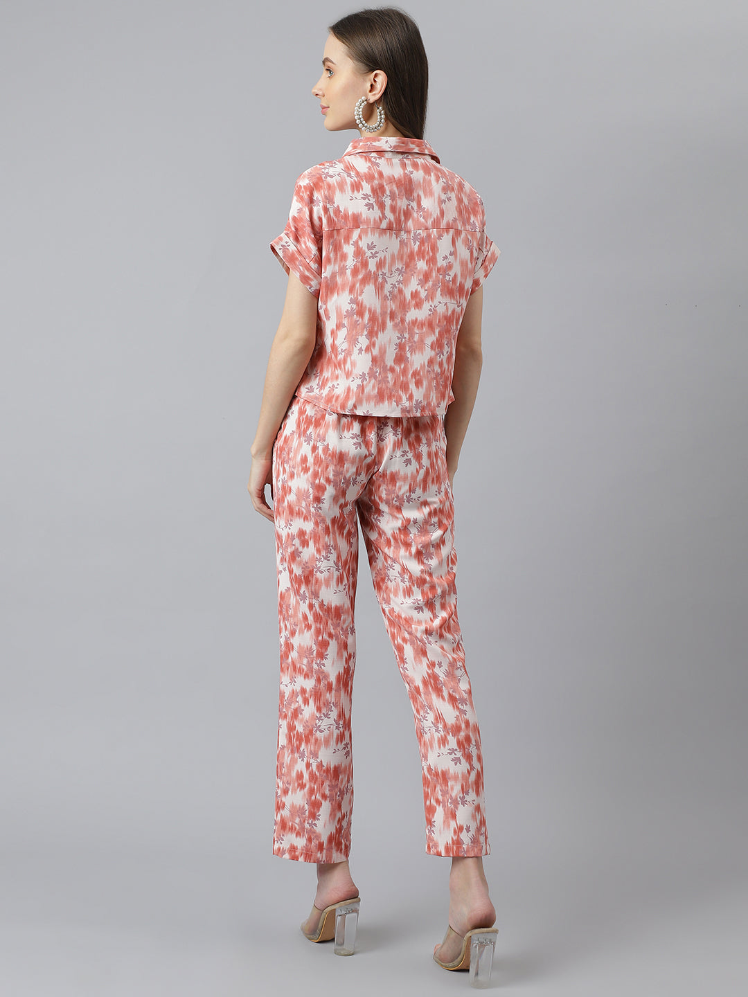 Latin Quarters Women Rust Printed Short Sleeve Casual Co Ord Set