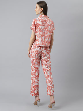 Latin Quarters Women Rust Printed Short Sleeve Casual Co Ord Set