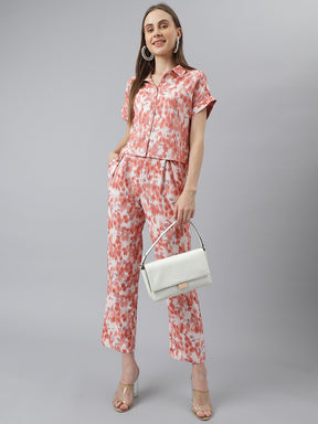 Latin Quarters Women Rust Printed Short Sleeve Casual Co Ord Set