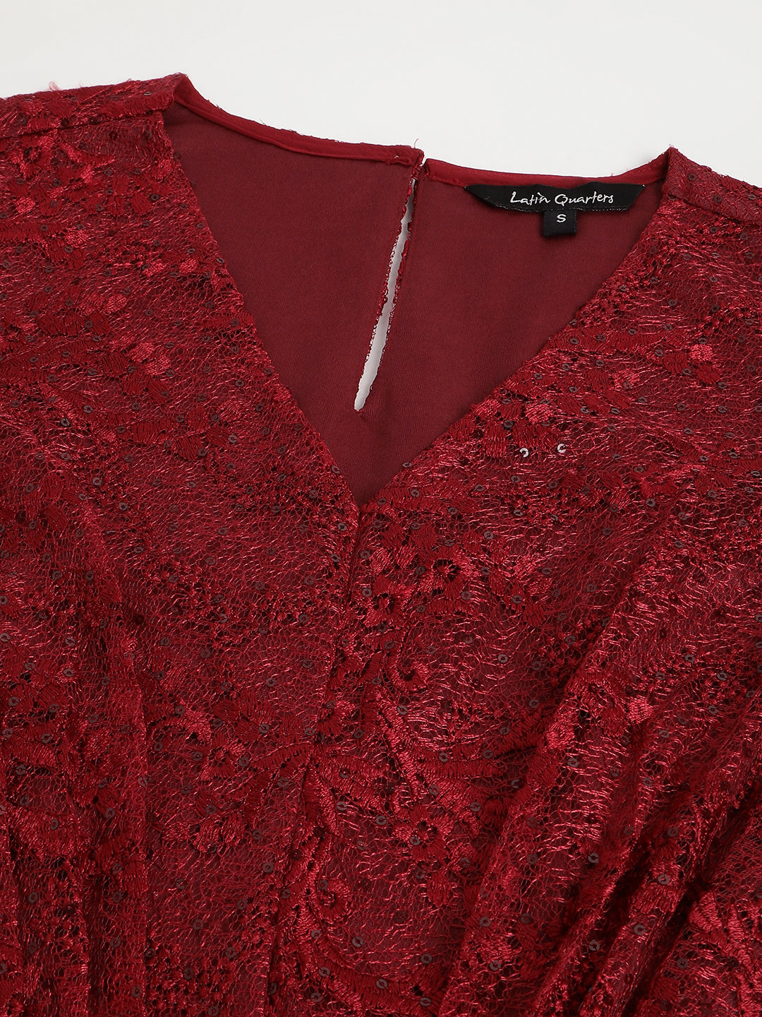 latin quarters red dress Latin Quarters Women Straight Red Half Sleeve V-Neck Solid Casual Dres