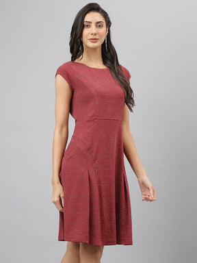 Pink Round Neck A-Line Casual Dress