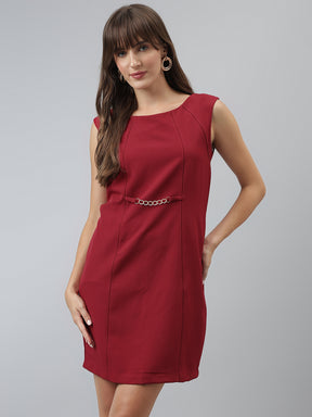 Solid Bodycon Casual Sleeveless Red Dress
