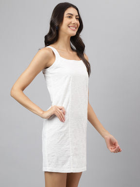 White Sleeveless Bodycon Square Neck Dress