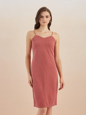 Latin Quarters Women Pink Solid V-Neck Bodycon Midi Dress with Shrug for Party Occasion