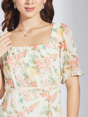 Latin Quarters Women's Pink Floral Print A-Line Dress