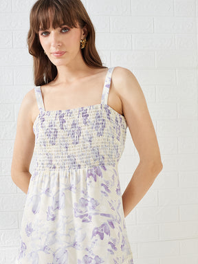 Latin Quarters Women's White Sleeveless Square Neck Printed Casual Maxi Dress