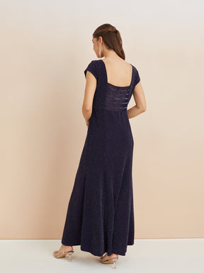 Latin Quarters Women'S Blue Sweatheart Neck Cap Sleeves Solid Party Bodycon Dress