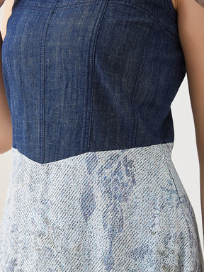 Latin Quarters Women Blue Printed Sleeveless Casual Dress