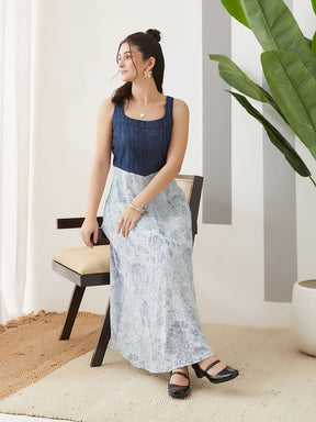 Latin Quarters Women Blue Printed Sleeveless Casual Dress