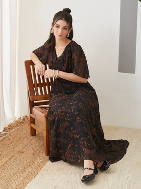 Latin Quarters Women Black Printed Half Sleeves Casual Dress