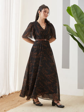 Latin Quarters Women Black Printed Half Sleeves Casual Dress
