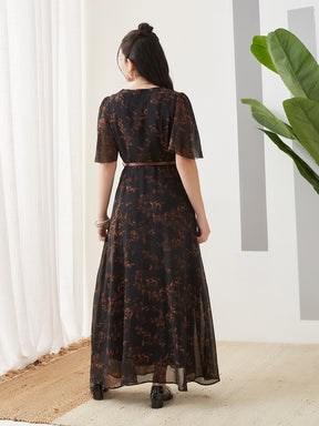 Latin Quarters Women Black Printed Half Sleeves Casual Dress