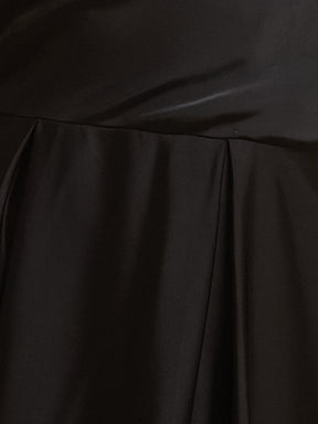 Latin Quarters Women's Black Solid Strappy Cowl Neck Party A-Line Dress