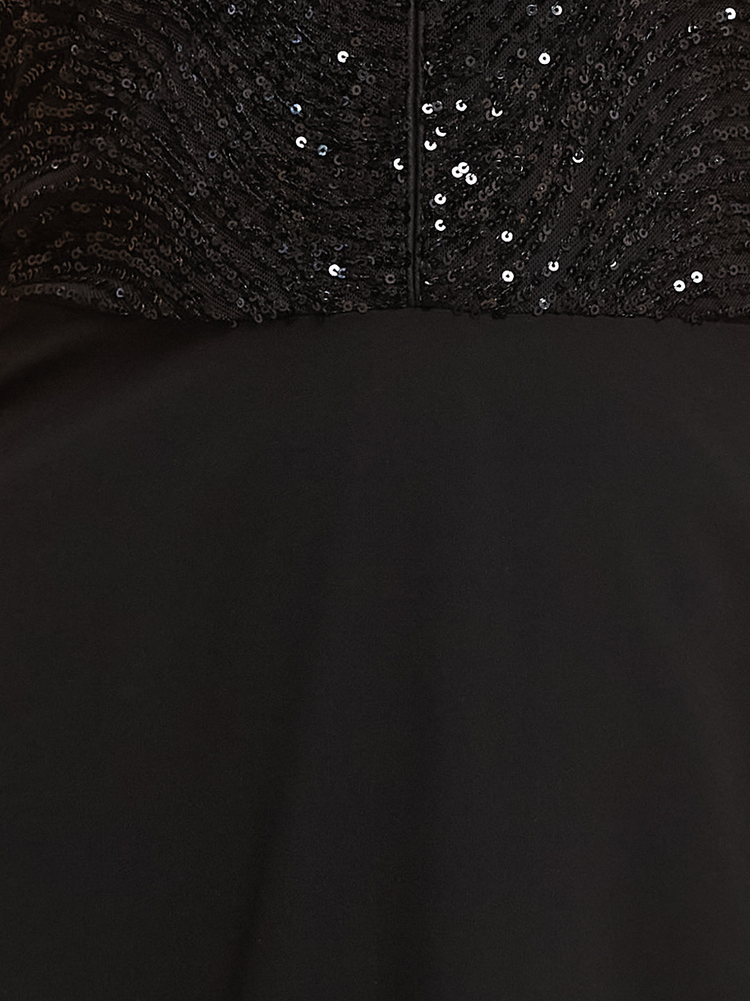 Latin Quarters Women's Black Embellished V-Neck Cap Sleeve Party Fit & Flare Dress