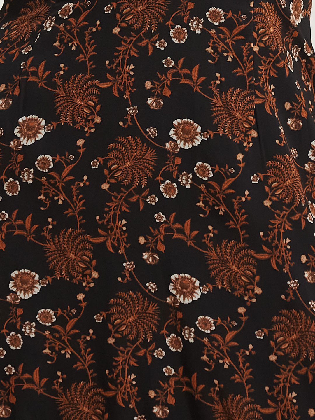 Latin Quarters Women's Brown Printed V-Neck Half Sleeve Casual A-Line Dress
