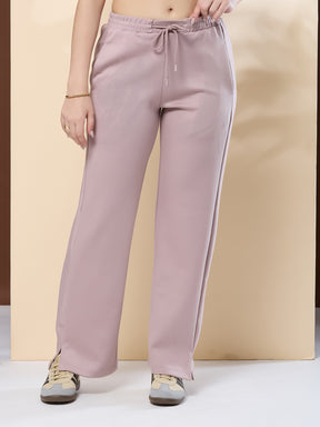 Latin Quarters Women's Solid Pink Full Sleeve Hooded Neck Casual High Rise Co-Ord Set