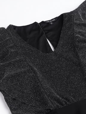 Black Solid Cap Sleeve Party Maxi Dress