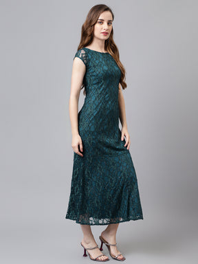 Greenforst Cap Sleeve Solid Maxi Dress