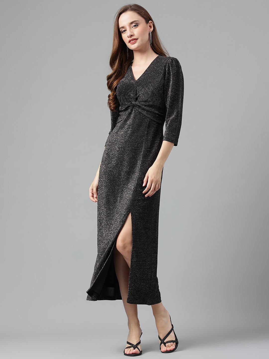 Black Full Sleeve Solid Dress