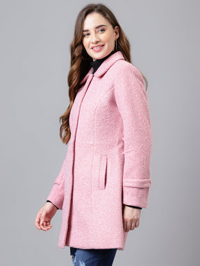 Coral Full Sleeve Solid Normal Over Coat Jacket