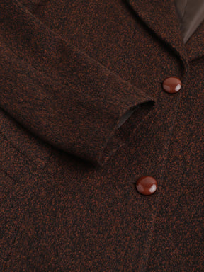 Brown Full Sleeve Solid Normal Over Coat Jacket