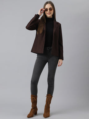 Rust Full Sleeve Normal Blazer Jacket