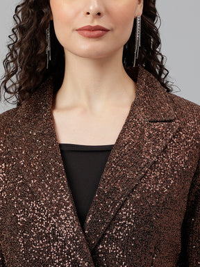 Copper Full Sleeve Solid Casual Jacket