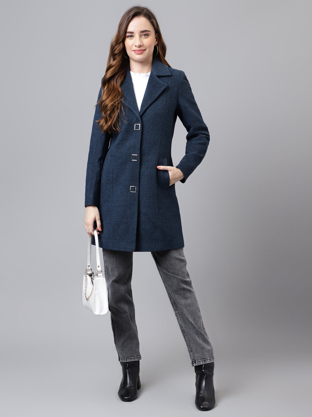 Full Sleeves Long Solid Overcoat