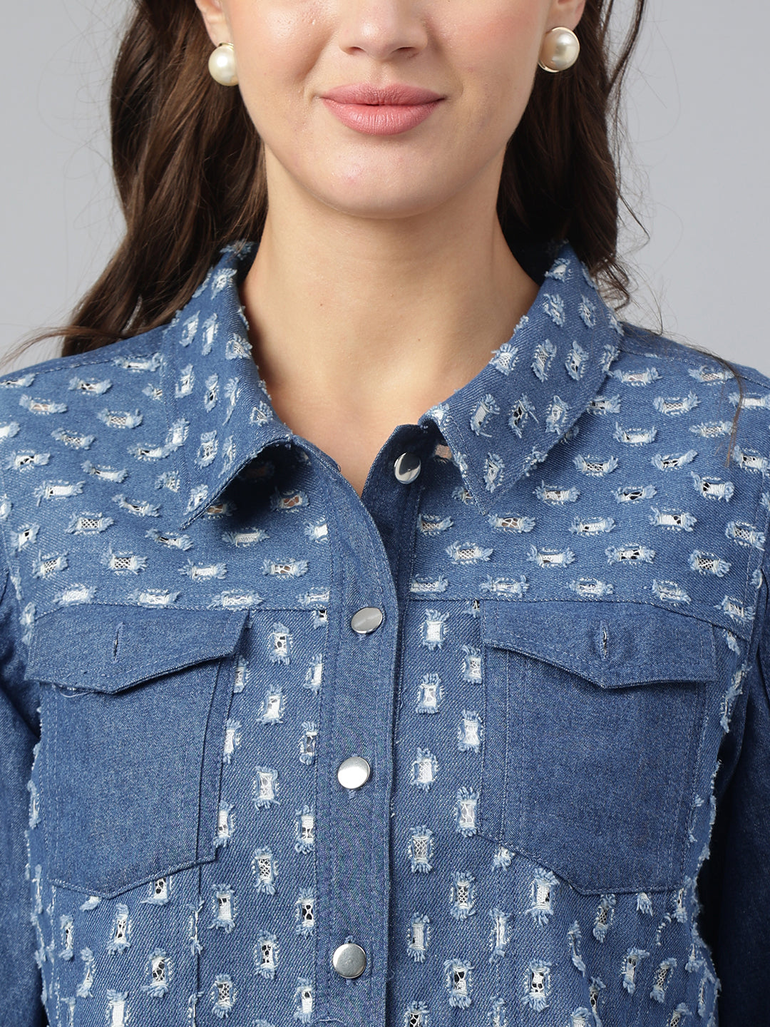 Classic Blue Full Sleeve Collar Denim Casual Jacket for Timeless Style