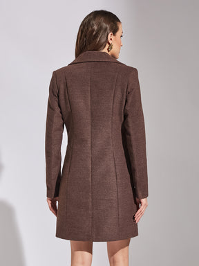 Latin Quarters Women Brown Full Sleeve Collared Casual Solid Coat