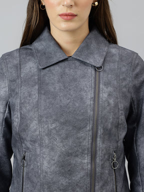 Classic Blue Full Sleeve Collar Solid Casual Jacket for Timeless Style