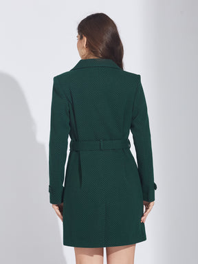 Latin Quarters Women's Emerald Green Wool Blend Lapel Coat
